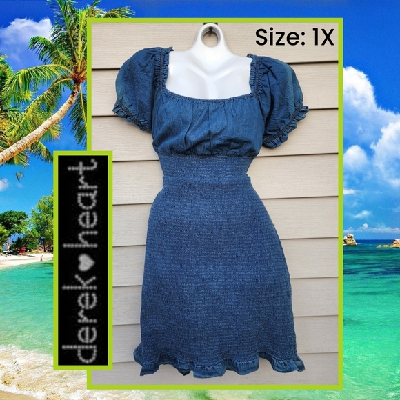 Elastic Denim Dress - Picture 1 of 4